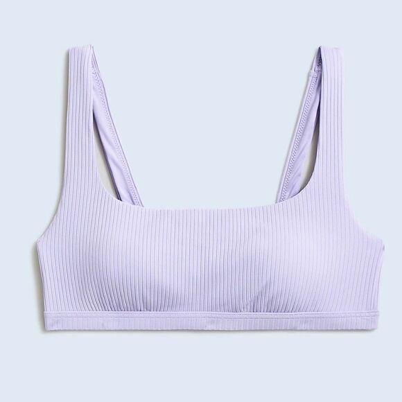 Madewell Ribbed Square‎ Neck Bikini Too Womens Size Medium Lilac Purple - Picture 1 of 7